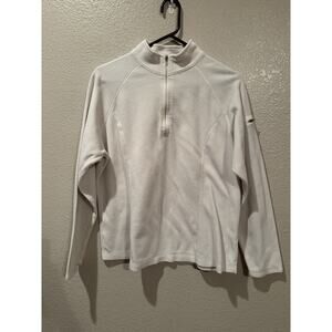 LL BEAN Ivory 1/4 Zip Fleece Pullover Size XL High Neck